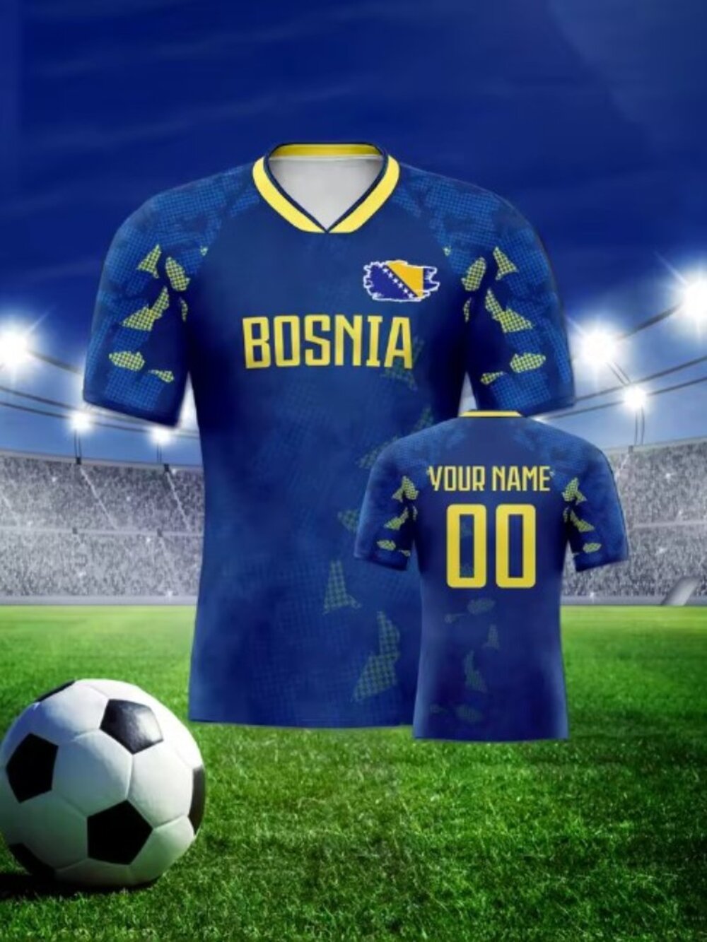 Bosnia Soccer Supporters Shirt - Graphic Print V-Neck Tee